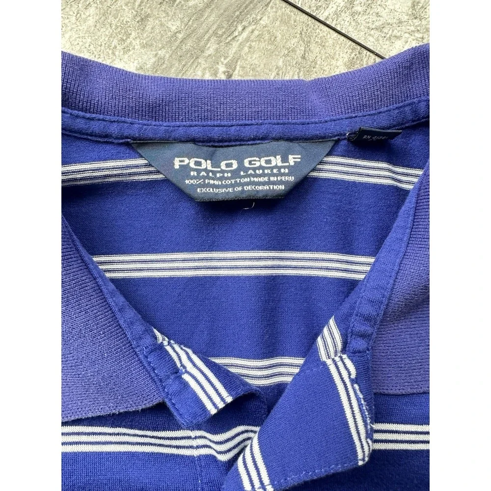 Polo Golf Ralph Lauren Blue & White Striped Polo Shirt Men's XL